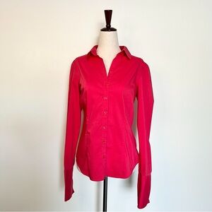 New York & Company hot pink button-up long sleeve shirt size small